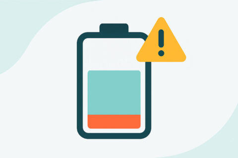 Tiefentladung beim Akku verständlich erklärt mit Symbolgrafik eines fast leeren Akkus