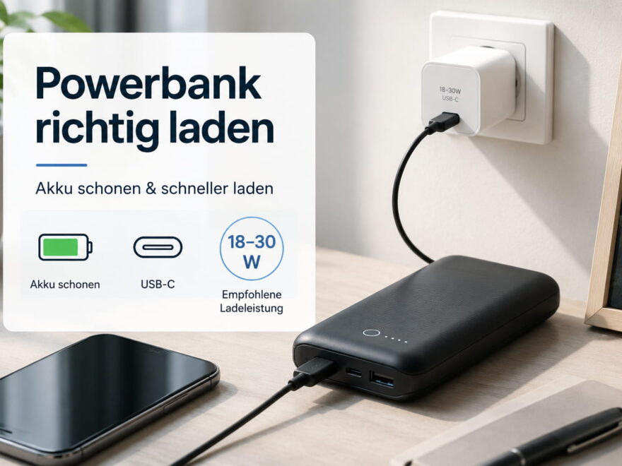 Powerbank richtig laden mit USB-C-Netzteil, passendem Kabel und empfohlener Ladeleistung