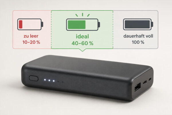 Powerbank richtig lagern: Idealer Ladezustand Powerbank richtig lagern mit idealem Ladezustand von 40 bis 60 Prozent