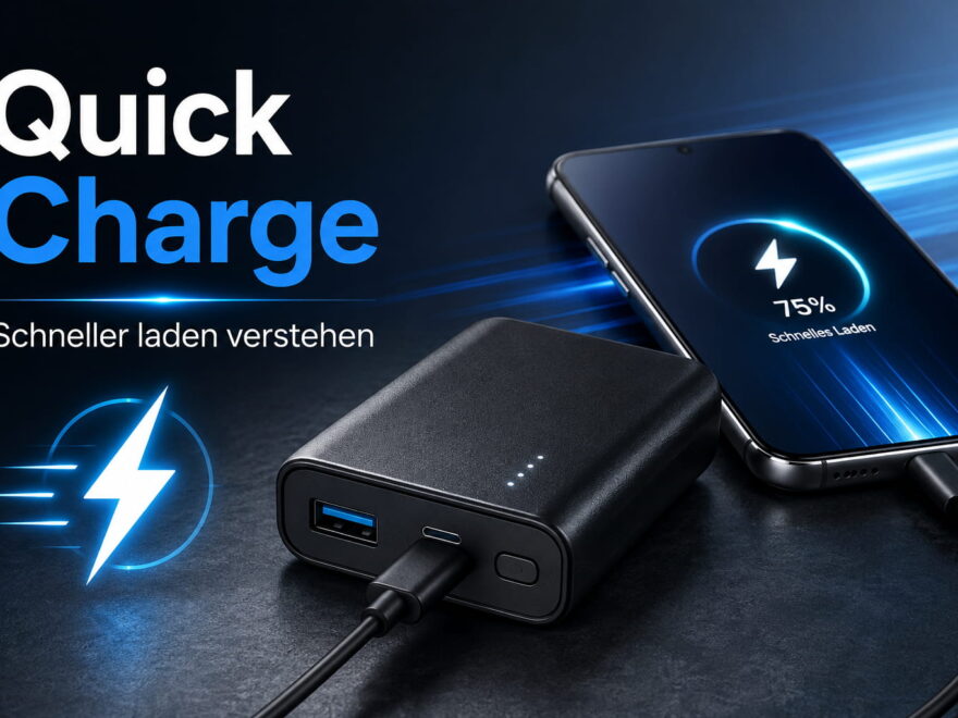 Quick Charge mit Powerbank und Smartphone beim Schnellladen