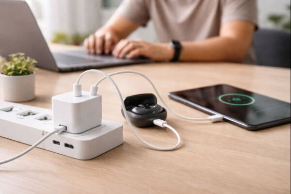 65-Watt-Ladegerät lädt Smartphone, Tablet und Kopfhörer gleichzeitig