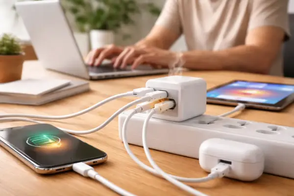 Leistung und Schnellladen: Warum sich ein Ladegerät stärker erwärmt Ladegerät erwärmt sich beim Schnellladen mehrerer Geräte gleichzeitig