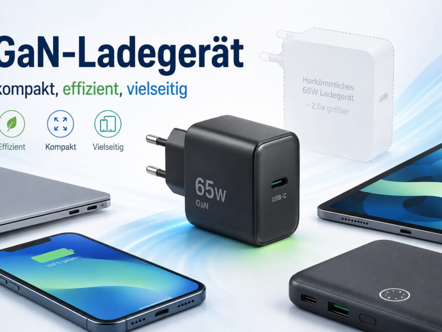GaN-Ladegerät mit Smartphone, Tablet, Laptop und Powerbank